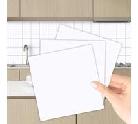 WALPLUS Lot de 50 Pièces Carrelage Adhesif Mural Cuisine 15x15 cm Stickers Muraux Cuisine Amovible Credence Adhesive Salle de Bain Blanc Credence Adhesive pour Cuisine