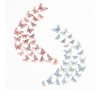 WALPLUS Lot de 52 autocollants muraux 3D réalistes de 2 styles et 3 tailles - Mélange or rose et argent holographique - Décoration d'intérieur pour chambre à coucher, anniversaire, mariage, fête