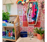 WALPLUS Autocollants de Tuiles Autocollants Décoratifs Muraux Carreaux Muraux Adhésifs Pour Cuisine Salle de Bain Maison Auto-Adhésif Résistant à l'huile Multicolour Mandalas Mix 72pcs 15cm(6")