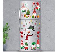 WALPLUS Noël Combo Décorations Autocollants Muraux Gnomes Mignons et Bonhomme de Neige Art Mural Vitrine Affichage Autocollants Affichage Décalcomanie Salon Vente Dégagement Maison Salon Chambre DIY