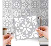 WALPLUS Paquet de 24 Pièces Credence Adhesive pour Cuisine 15x15 Résistant à l'eau et à la Chaleur Carrelage Adhesif Mural Salle de Bain Hellgrau Spanisch Zement Stickers Muraux Cuisine Mise à Jour