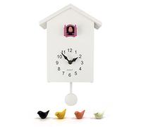 WALPLUS Pendule Murale Coucou Horloge Murale Horloge Coucou Chalet Vintage Moderne Décoration Salon Chambre des Enfants Maison White Cuckoo Pink Window