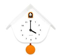 WALPLUS Pendule Murale Coucou Horloge Murale Horloge Coucou Chalet Vintage Moderne Décoration Salon Chambre Enfants Maison Blanc Mat Fenêtre Orange