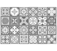 WALPLUS Carrelage Adhesif Mural Salle de Bain 15x15 cm Autocollant Salle de Bain Resistant a L'eau Credence Cuisine Adhesive Amovible Gris foncé Espagnol Autocollant Cuisine Mural Décoration 24pcs