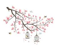 sticker mural Cerisier en fleurs 94 x 120 cm rose/brun