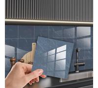 WALPLUS Stickers Carrelage Credence Adhesive Adhesif Carrelage Cuisine 15x15 cm Stickers Muraux Salle de Bain Autocollant Credence Auto-Adhésif Résistant à l'huile Steel Blue Marble 24 Pièces