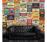 Walplus Stickers Muraux Collage 2 Packs 152x161cm Signe en Métal Style Vintage Amovible en Vinyle Autocollant Murale Art Stickers Décoration DIY Salon Chambre Décor Papier Peint Multicolore