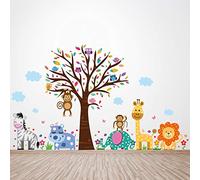 WALPLUS Stickers Muraux Decoration Murale Adhesif Mural Decoration Chambre Auto-Adhésif Résistant à l'huile Nursery Room Wall Stickers Art Murals Decals - Happy London Zoo 160pcs 30x90cm