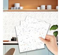 WALPLUS Terrazzo Lot de 96 autocollants muraux holographiques à paillettes pour cuisine, salle de bain, dosseret Blanc 15 cm