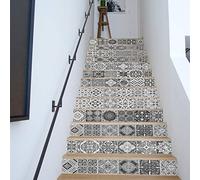WALPLUS WFS045 Autocollants Vintage pour carrelage d'escalier Noir/Blanc 100 x 18 x 0,02 cm