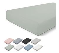Walra Drap-housse en jersey 80 x 200 cm, 100 % coton, Ajustement parfait du matelas, Sensation douce, Infroissable, Vert gris