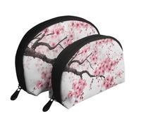 Walrus Lot de 2 trousses de maquillage en forme de coquillage avec impression artistique élégante pour femme et fille, Art tentant des fleurs de cerisier, Taille unique, Trousse de maquillage