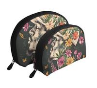Walrus Lot de 2 trousses de maquillage en forme de coquillage avec impression artistique élégante pour femme et fille, Thug Life Flowers, Taille unique, Trousse de maquillage