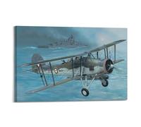WALS Poster d'avions militaires Fairey Swordfish WW2 vintage Torpedo Bomber décoratif sur toile pour chambre à coucher 20 x 30 cm