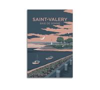 WALS Poster de voyage vintage France SAINT-VALERY BAIE DE SOMME Décoration sur toile pour chambre à coucher 30 x 45 cm