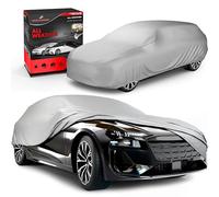 WALSER Bâche Voiture/Housse de Protection Auto Extérieure All Weather Basic - 100% Imperméable et Résistante aux Intempéries, Protection UV, Neige et Poussière, Taille 4, Argent