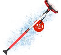 WALSER Balai à neige 3en1 avec grattoir à glace télescopique, grattoir à glace avec tige télescopique, balai à neige extensible 92-132 cm rouge/noir