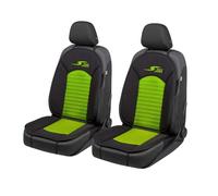 Walser Car Comfort S-Race Lot de 2 housses de siège de voiture, coussin de siège, protection de siège universelle, pour sièges avant, vert/noir