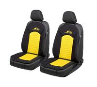 Walser Car Comfort S-Race Lot de 2 housses de siège de voiture, coussin de siège, protection de siège universelle, pour sièges avant, jaune/noir