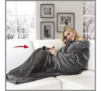 Walser Couverture Douillette avec Manches, Couverture Vivante, Couverture en Laine Polaire, Gris 150x180cm 13678