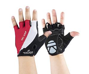 WALSER Gants de vélo M, Gants de vélo antidérapants avec Fermeture Velcro et Insert de Gel, Gants Demi-Doigts Unisexes, Rouge