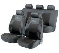 WALSER Housse de siège auto Elegance avec fermeture éclair, ZIPP-IT, 2 housses de siège avant, 1 housse de siège arrière noir/gris 11776
