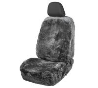 WALSER Housse de siège auto en peau d'agneau Mona, 100% peau de mouton Housse de siège pour voiture, 1 pièce de fourrure d'agneau housses de sièges avant de voiture anthracite