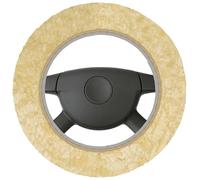 WALSER Housse de Volant en Fourrure d'agneau pour Voiture, 100% Fourrure d'agneau pour Protection de Volant de Voiture, Housse de Volant Hiver, Chauffe-Volant Beige