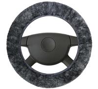 WALSER Housse de Volant en Fourrure d'agneau pour Voiture, 100% Fourrure d'agneau pour Protection de Volant de Voiture, Housse de Volant Hiver, Chauffe-Volant Anthracite