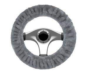 WALSER Housse de volant en peluche Teddy, Housse de volant végétalienne en fourrure synthétique, Protège-volant aspect fourrure d'agneau argenté