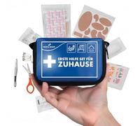 WALSER mini kit de premiers secours Premium pour la maison, trousse de pansements imperméable 2026, kit d’urgence compact de 107 pièces, trousse de premiers secours compacte, mini trousse bleue