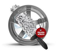 WALSER Premium Brosse à jantes en microfibres, nettoyeur de jantes avec manche ergonomique + protection anti-éclaboussures pour un nettoyage sans rayures/traces, brosse à jantes voiture 37 cm