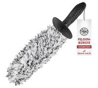 WALSER Premium Brosse à jantes en microfibres, nettoyeur de jantes avec poignée ergonomique + protection anti-éclaboussures, brosse à jantes flexible pour voiture 42 cm