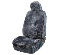 WALSER Premium Housse de siège auto en peau d'agneau Maya, 100% peau de mouton Housse de siège pour voiture, 1 pièce de fourrure d'agneau housses de sièges avant de voiture anthracite