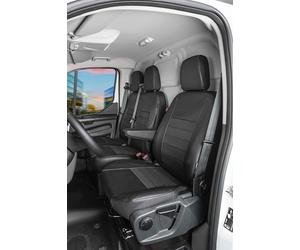 WALSER Premium Housse de siège voiture compatible avec le Renault Trafic: siège simple à l'avant et double banquette rabattable à partir de 2014 - aujourd'hui