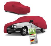 WALSER Premium Housse de Voiture d’intérieur - Protection complète, Tissu élastique et Respirant, Anti-poussière, Doublure Douce, Ajustement serré, Indoor Stretch Plus, Taille 1 Voiture Rouge