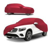 WALSER Premium Housse de Voiture d’intérieur - Protection complète, Tissu élastique et Respirant, Anti-poussière, Doublure Douce, Ajustement serré, Indoor Stretch Plus, Taille 9 SUV/Van Rouge