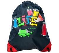 WALSER sac de gym pour enfants Graffiti, sac de voyage pour enfants, gymsack, 5cm bleu