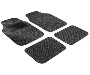 WALSER Tapis de voiture nervuré, tapis de sol universel aiguilleté nervuré, set de moquette de voiture en quatre parties noir 14805-0