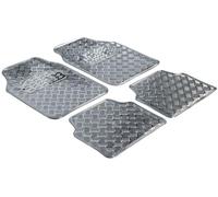 WALSER Tapis en caoutchouc, tapis de voiture universel métallisé, tapis de sol set complet tôle striée, tapis de protection argent, 28020