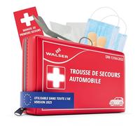 WALSER Trousse de secours automobile 2026, trousse de secours voiture, kit d'urgence voiture, trousse de premiers secours DIN 13164:2022, rouge 44283