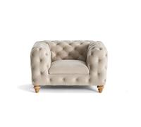 Lisa Design - Fauteuil Walter en Velours Beige - Salon Chesterfield