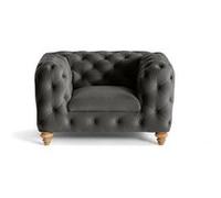 Walter - fauteuil chesterfield en velours - pieds bois - Gris Gris G
