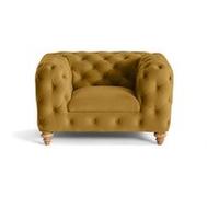 Walter - fauteuil chesterfield en velours - pieds bois - Jaune Jaune G