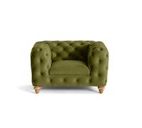 Walter - fauteuil chesterfield en velours - pieds bois - Vert