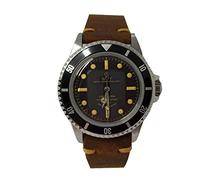 Walter Mitt Royal Marine Vintage Acier Automatique Noir Cuir Marron Montre Unisexe