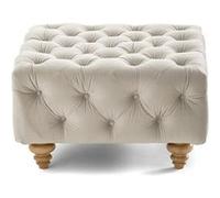 Walter - pouf chesterfield en velours - pieds bois - Beige Beige