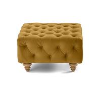 Walter - pouf chesterfield en velours - pieds bois - Jaune Jaune G