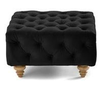 Walter - pouf chesterfield en velours - pieds bois - Noir Noir