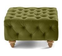 Walter - pouf chesterfield en velours - pieds bois - Vert Vert